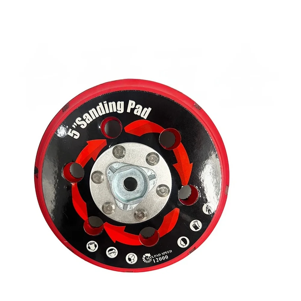 Red 5-Inch 15-Hole DA Polishing Pad Eccentric Orbital Sander Disc For Auto Detailing And Furniture Finishing