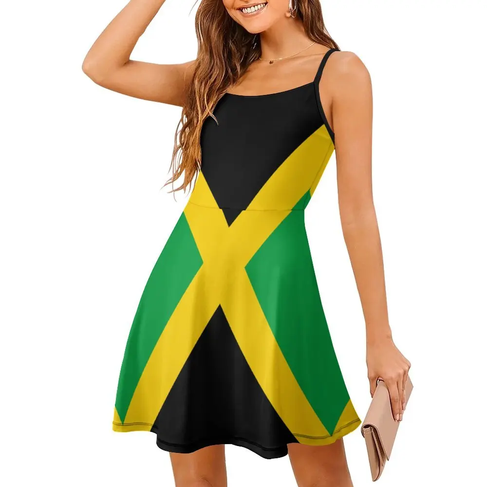 Sexy  Woman's Dress Suspender Dress Jamaica Flag Women's Sling Dress Top Quality  Vacations Funny Novelty