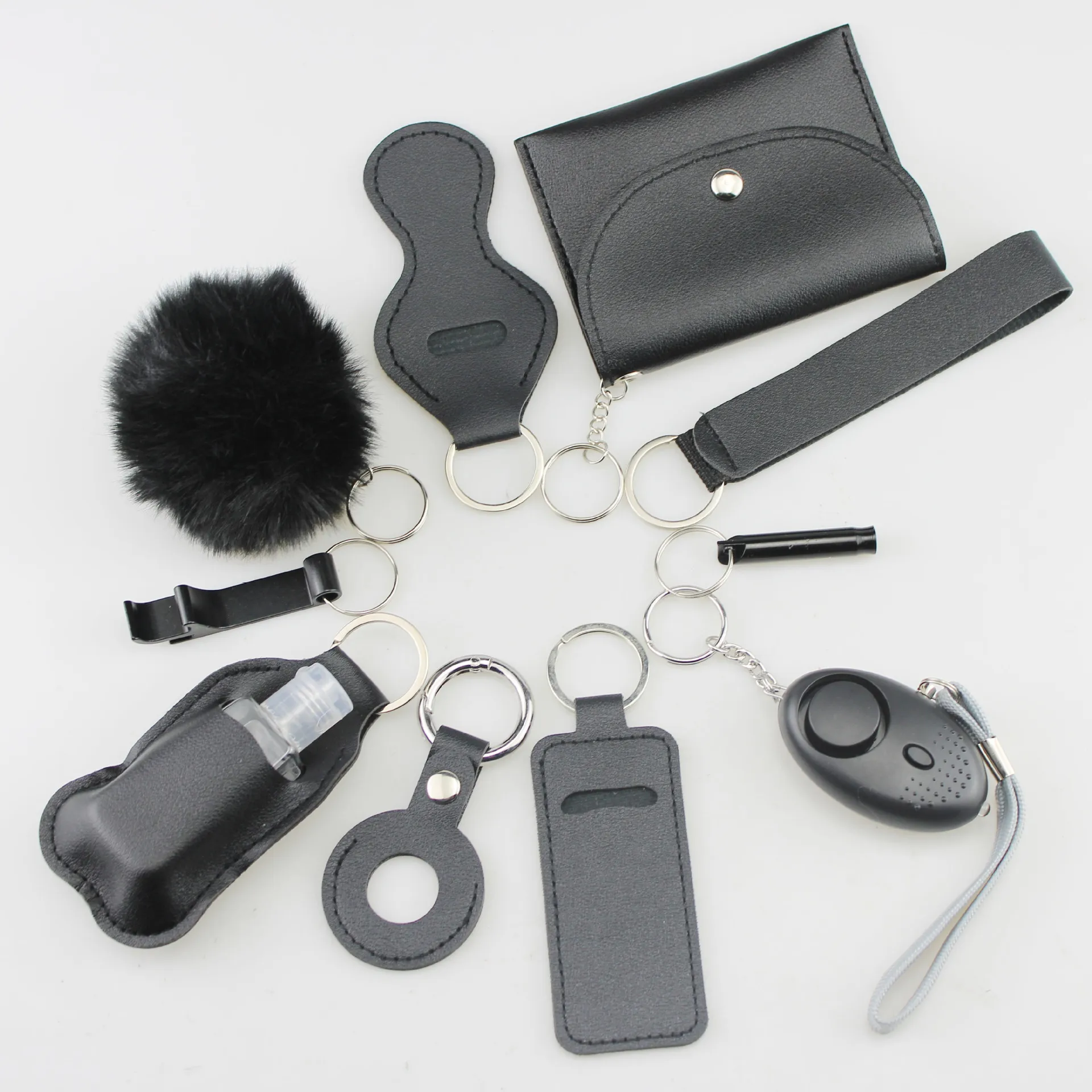 Women Portable Multifunctional Outdoor Self-Defense Safety Alarm Anti-Lost Device Card Alarm Pack Set