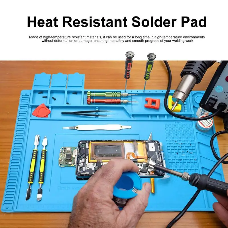 Silicone Soldering Mat Heat Resistant Work Mat Anti Static Electronic Repair Pad 45x30CM Large Silicone Pad With Scale Ruler