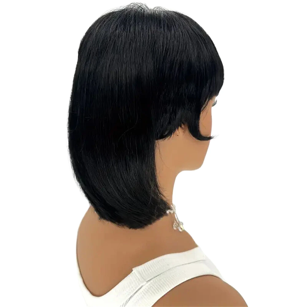 Human Hair Mullet Wig For Women Pixie Cut Wig Mullet Bob Wigs Full Machine Made Wigs Dovetail Wig Straight Brazilian Virgin Hair