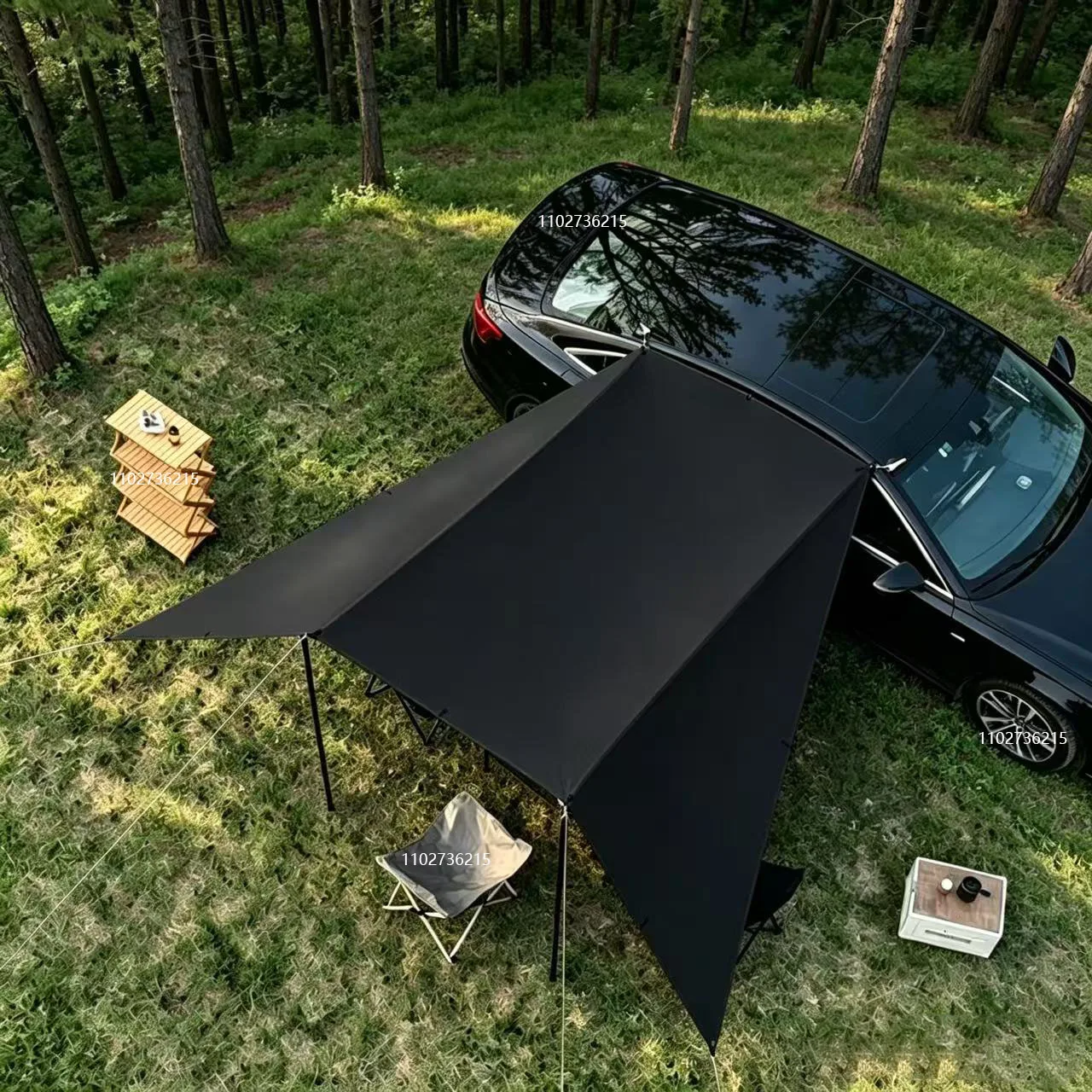 Großes Fledermauszelt-förmiges Auto-Seiten-Sonnenschutzdach, Wasserdichtes Stoffzelt, Outdoor-Camping, SUV-Box-Typ Auto-Heckabdeckung – Detail 7