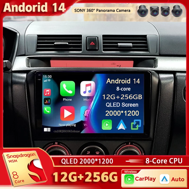 

Android 14 For Mazda 3 I BK 2003-2009 2K QLED Android Car Radio Multimedia Video Player GPS AI Voice 4G CarPlay Head Unit Stereo