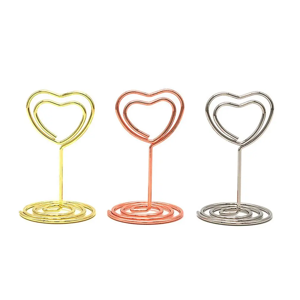 Gold/Silver/Rose gold Love Note Holder Desktop Card Holder Metal Photo Holder Creative Heart Shape Card Clip Cute Note Holder