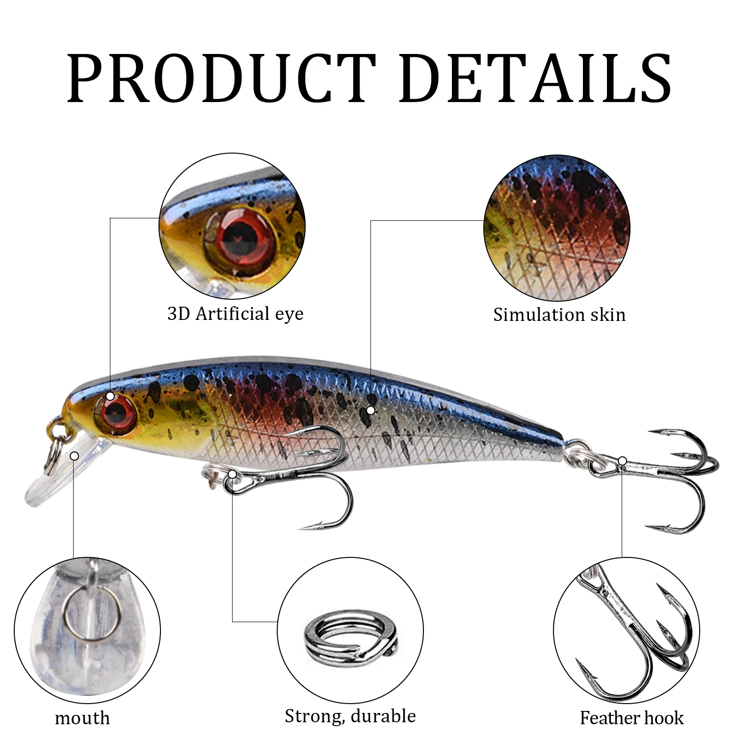 1pc Minnow Fishing Lures Wobblers 6.5cm 4g Quality Crankbaits Artificial Plastics Hard Baits Pesca Swimming Bait Tackle