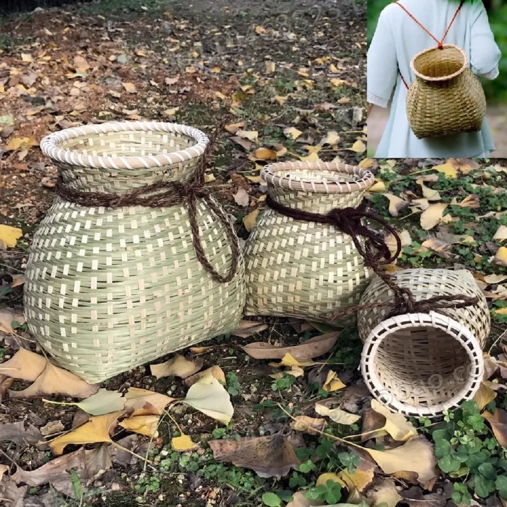 Hand woven bamboo baskets, small back baskets, tea picking baskets, bamboo woven products, Hanfu ancient style