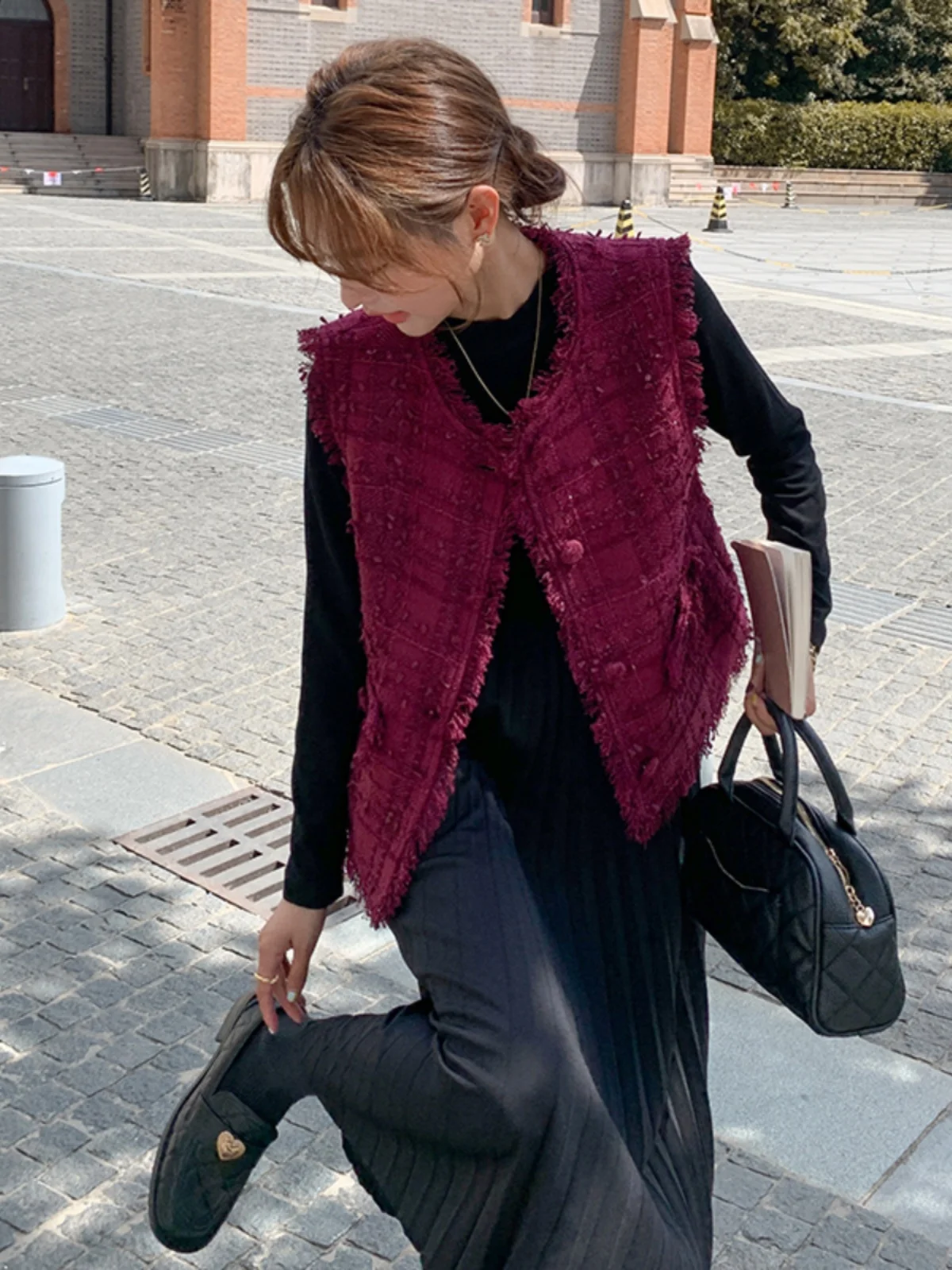 ensemble-gilet-et-jupe-a-franges-rouges-pour-femmes-petit-parfum-systeme-de-sel-vetements-anti-age-ensemble-entier-sens-haut-de-gamme-debut-d'automne