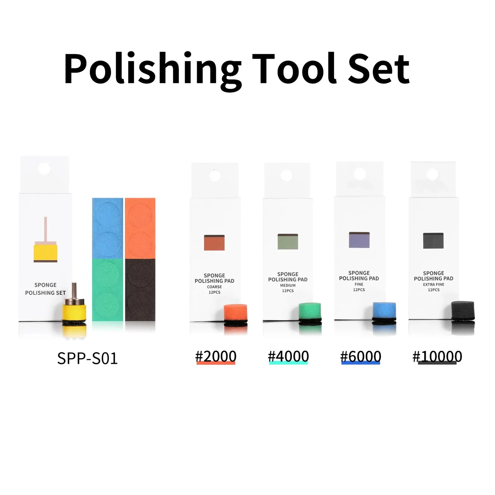 DSPIAE #2000~#10000 Sponge Polishing Tool Set For Model Polishing