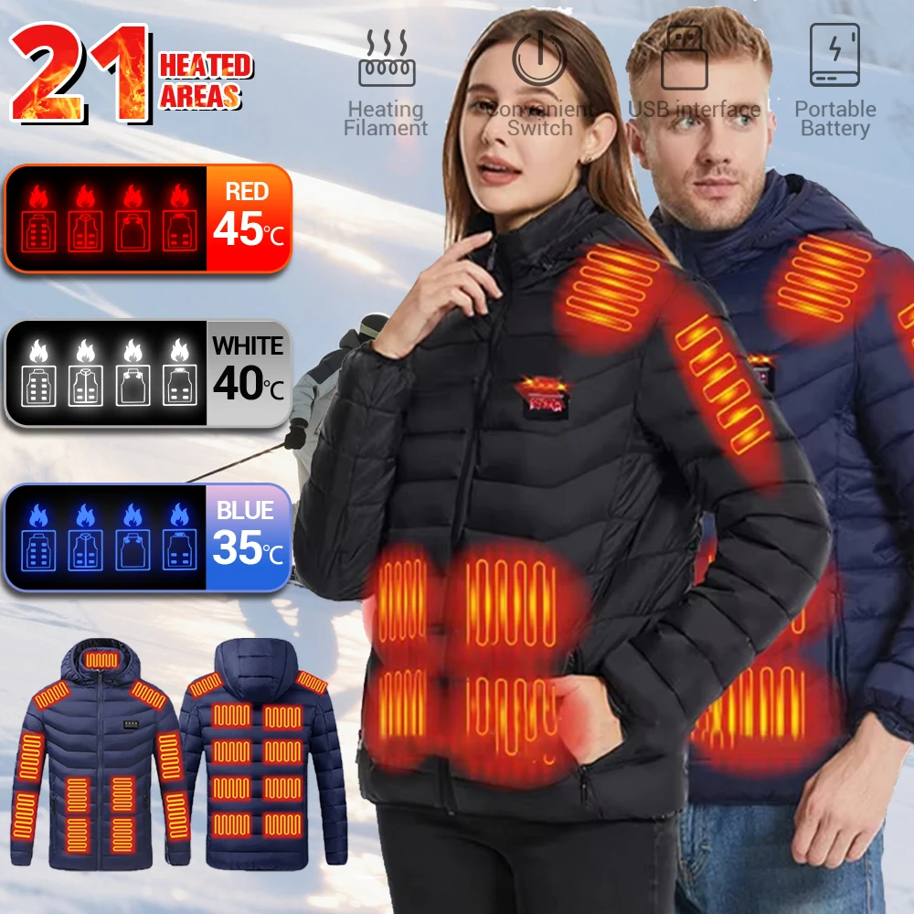 

Heated Jacket 21 Areas Winter Men's Women's Warm Vest USB Electric Heating Jacket Self Heated Vest for Skiing Hiking Camping