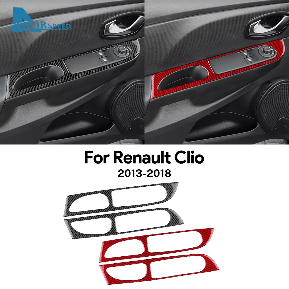 

For Renault Clio 4 2013 2014 2015 2016 2017 2018 Real Soft Carbon Fiber LHD RHD Car Front Window Button Inner Outer Frame