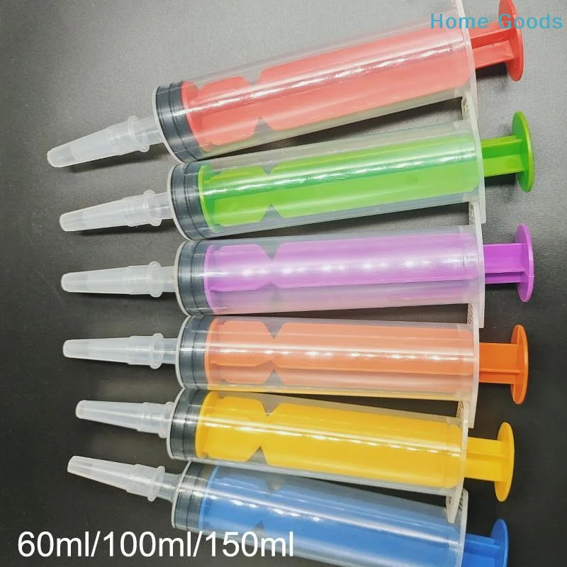 Colored Push-Rod Ring Syringe for Industrial Glue Injection 60ml/100ml Veterinary Medication Administration Laboratory Dispensin