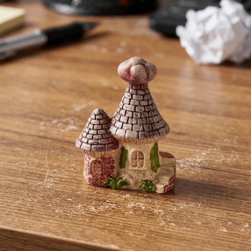 8pcs Resin Christmas Miniature Houses Set DIY Mushroom Micro Landscape Decor Mini House Moss Garden Dollhouse Ornament Gift