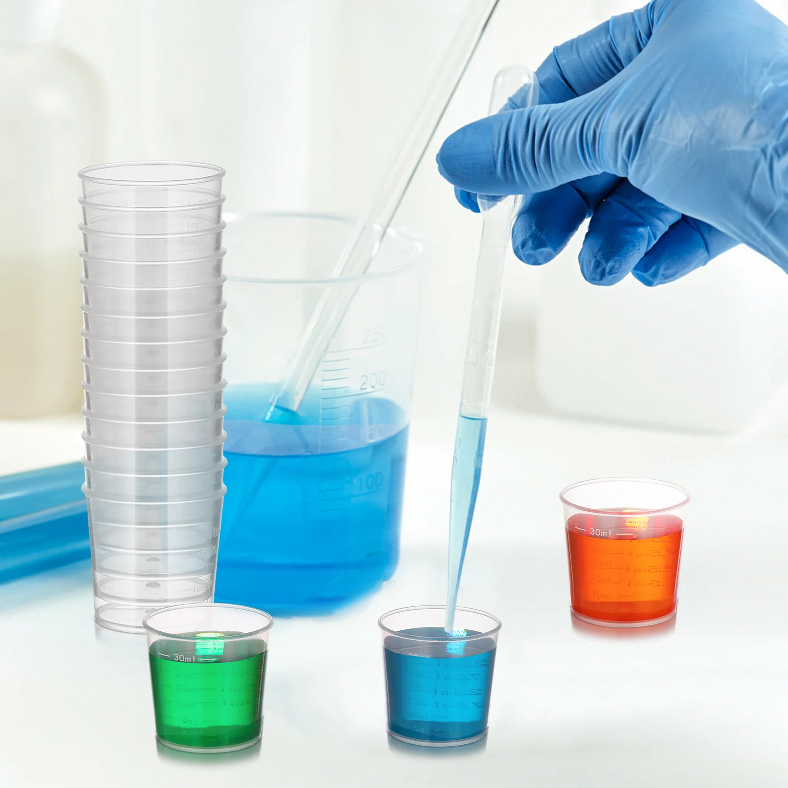 

50Pcs 30ml Clear Plastic Measuring Cups Graduated for Kitchen Laboratory Epoxy Resin Liquid Powder Measurement