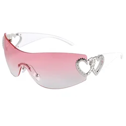 Women'S Sunglasses Fashion Heart Sunglasses Adult'S Glasses Gafas De Sol Y2K Para Hombre Y Mujer Lentes De Una Pieza Con Degrad
