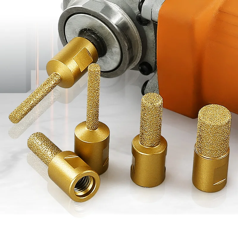 LOZLIN 6/10/15mm M10 Vacuum Brazed Diamond Grinding Head Burr for Angle Grinder Stone Ceramic Tile Edge Trimming Slotting Groovi