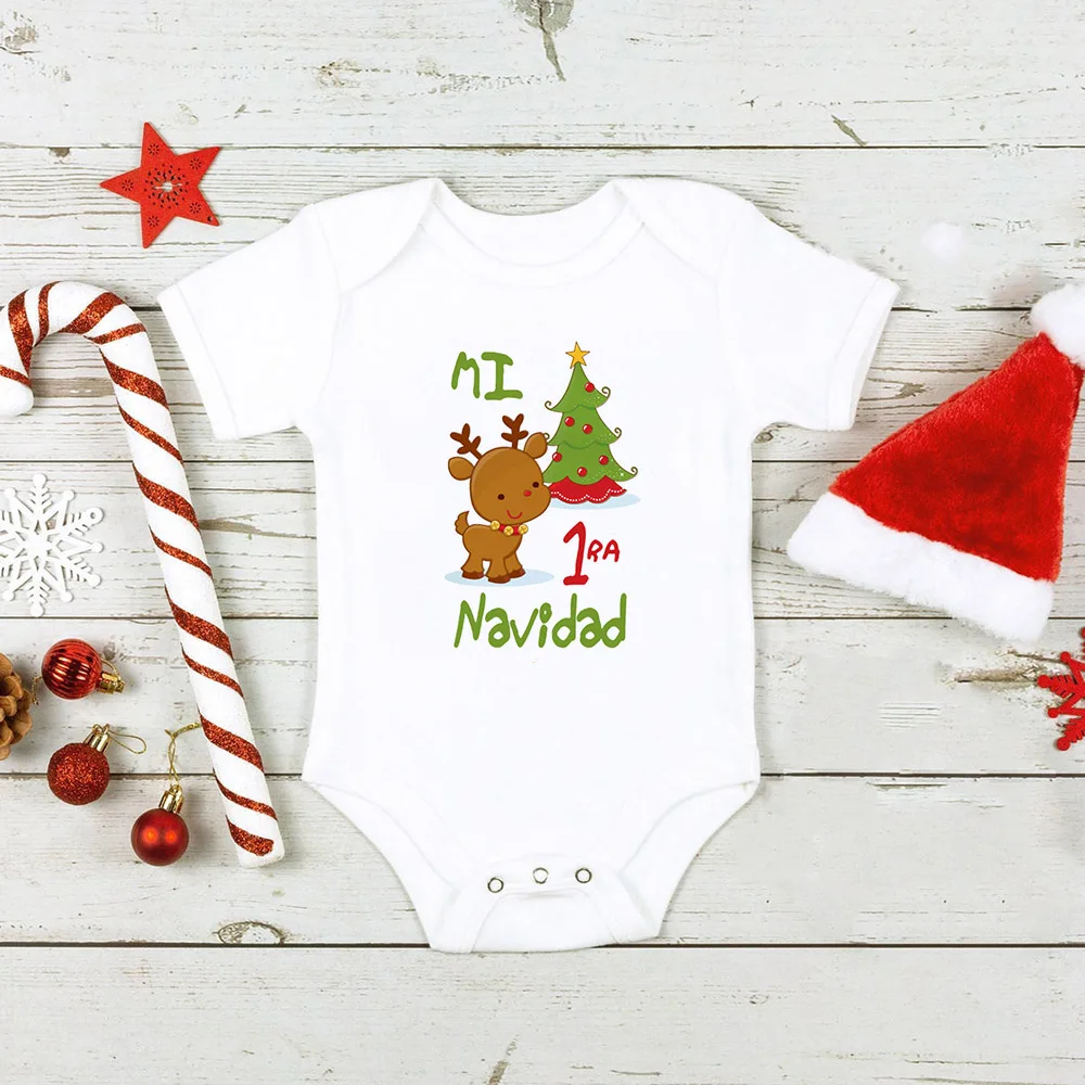 Mi 1ra Navidad Baby Rompers Merry Christmas Santa Cute New Year Clothes Boy Girl My First Christmas Jumpsuit Xmas Romper Outfit