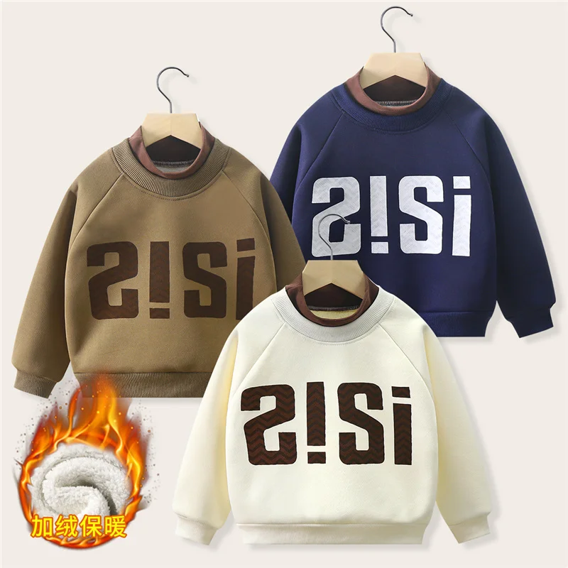 Kinderen Warm Sweatshirt Kinderkleding Winter Tiener Pluche Warme Trui Jongens Meisjes Lange Mouw Tops Hoge Kraag Trui 1-14Y
