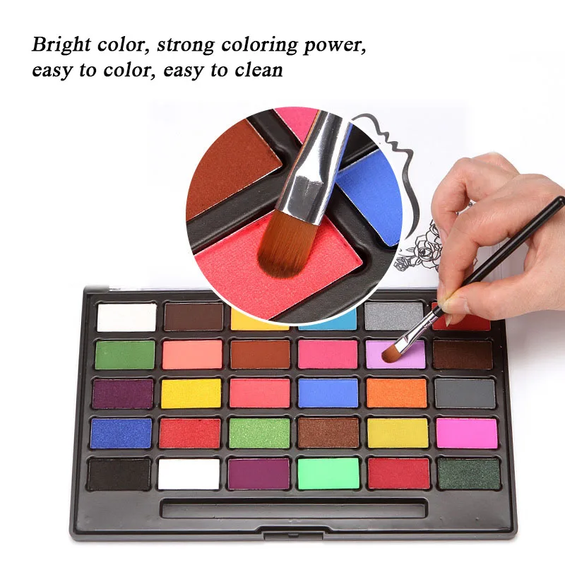 30 لون الوجه الجسم اللوحة المهنية للذوبان في الماء وغير سامة والمذاق الجسم اللوحة الصباغ