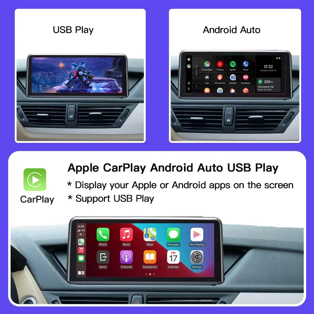 AUTOabc Wireless  Linux carplay Android Auto Multimedia Display For BMW X1 E84 2009-2015 CIC Navigation Video Playback