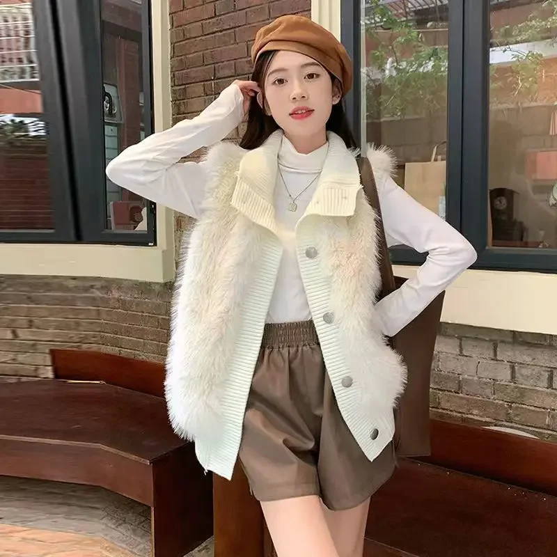 Lady Mink Velvet Giletes Warm Loose Coats on Sale Casual Classic Trend 2024 Women's Vests Cold Lightweight Padded Pretty Elegant