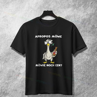 North German Funny Seagull with Beer Motif Graphic T-Shirt Casual Round Neck 100% Cotton Short Sleeve Tee Outdoor Clothing
