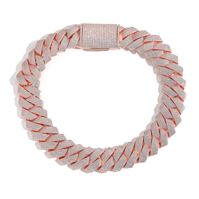 

Хип-хоп 6 рядов CZ Stone Bling Iced Out 25 мм большой тяжелый однотонный ромб кубинская цепочка ожерелье для мужчин рэпер ювелирные изделия