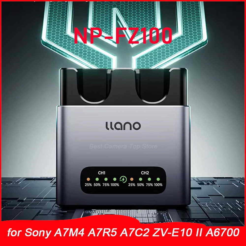 LLANO NP-FZ100 PD QC Fast Charging Storage Box Type-C Battery Charger for Sony A7M4 A7R5 A7C2 ZV-E10 II A6700 Camera
