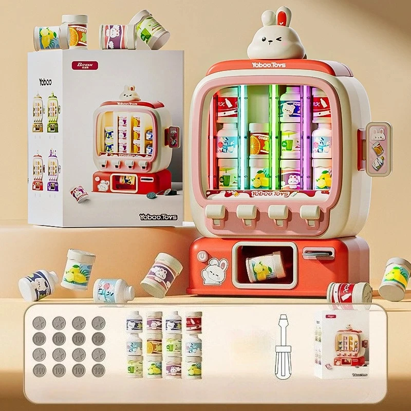 

Игровой автомат для напитков, детская игрушка, симулятор мини-автомата для напитков с монетоприемником, для ролевых игр, подарки на день рождения