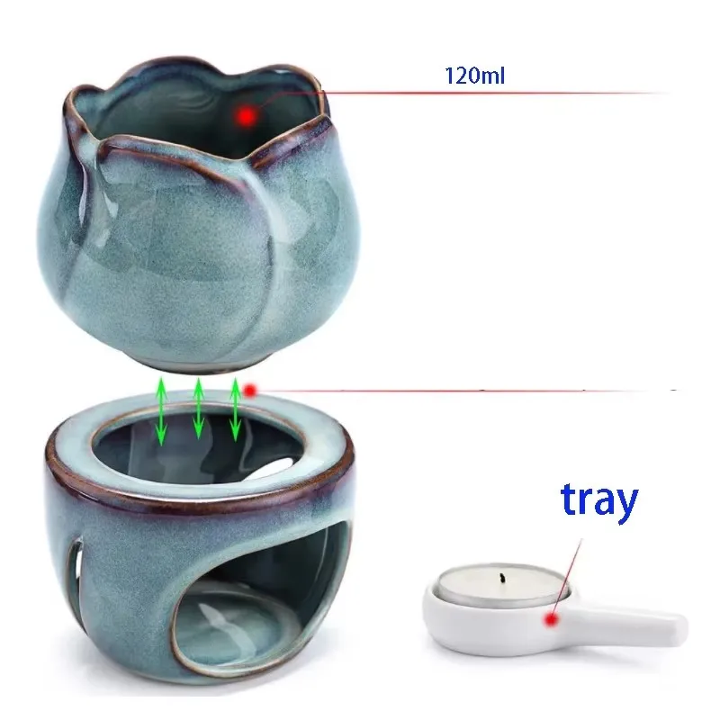 120ml Separate Vaporizer Ceramic Essential Oil Heating Stove Tulip Indoor Aromatherapy Lamp Tea Oven Warmer Incense Burner