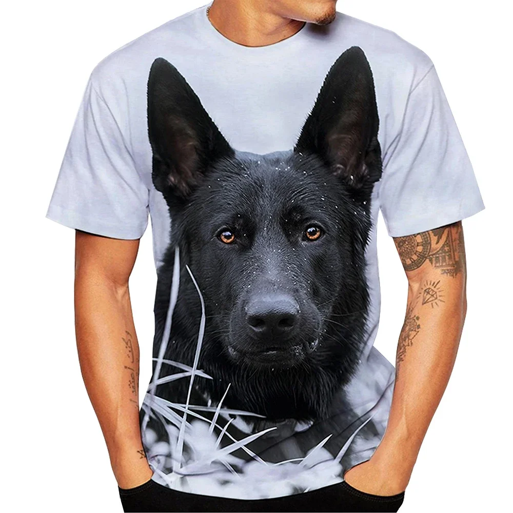 

Summer New Fashion German Shepherd Rottweiler Dog T-shirt Animal 3D Printed Street Clothing Male Female Fashion Oversized T-shir