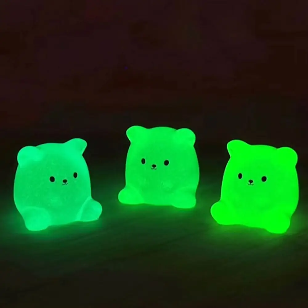 Cartoon Luminous Small Bear Figurines Resin Crafts Cute Bear Figurines Miniatures Glow in Dark DIY Small Bear Statue