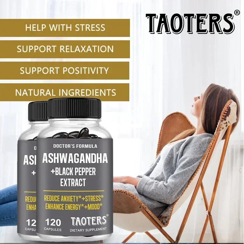 Ashwagandha Black Pepper Extract Boosts Energy and Mood, Naturally Relieves Stress for Men and Women