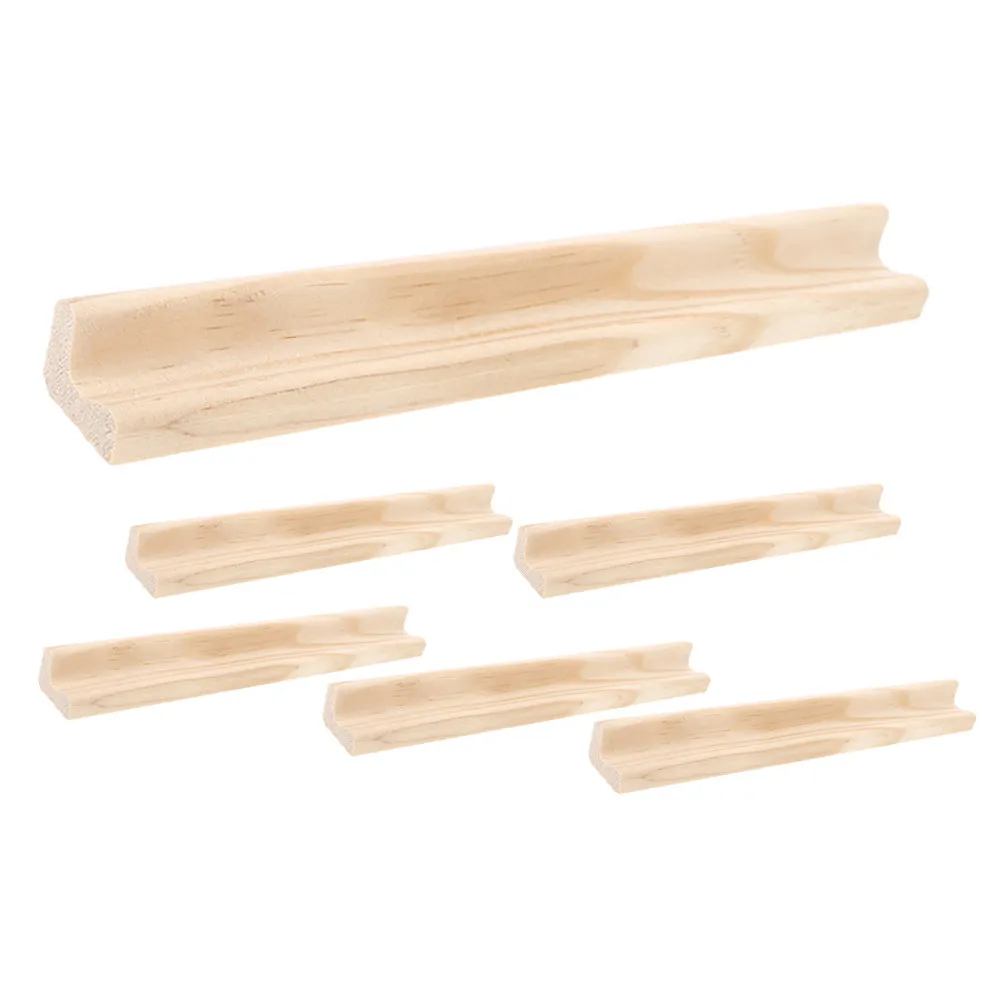 6Pcs Unfinished Wood Letter Display Holders Wooden Domino Racks DIY Craft Trays Board Game Tiles Replacement 19Cm