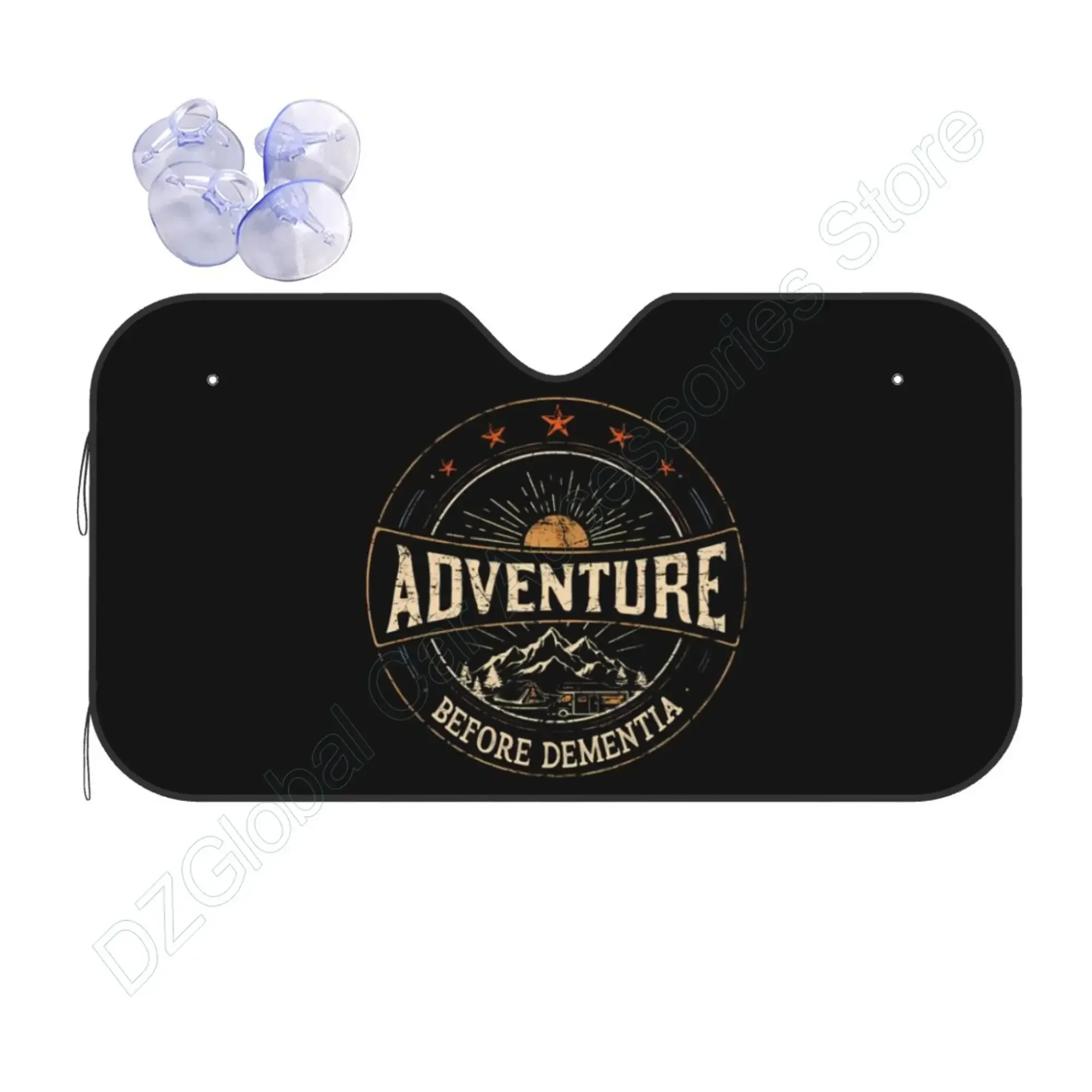 Pare-soleil de voiture à motif de camping-car Funny Adventure, pare-soleil de fenêtre avant automatique, pare-soleil de moulage, protecteur de pare-soleil, 27.5x51 pouces
