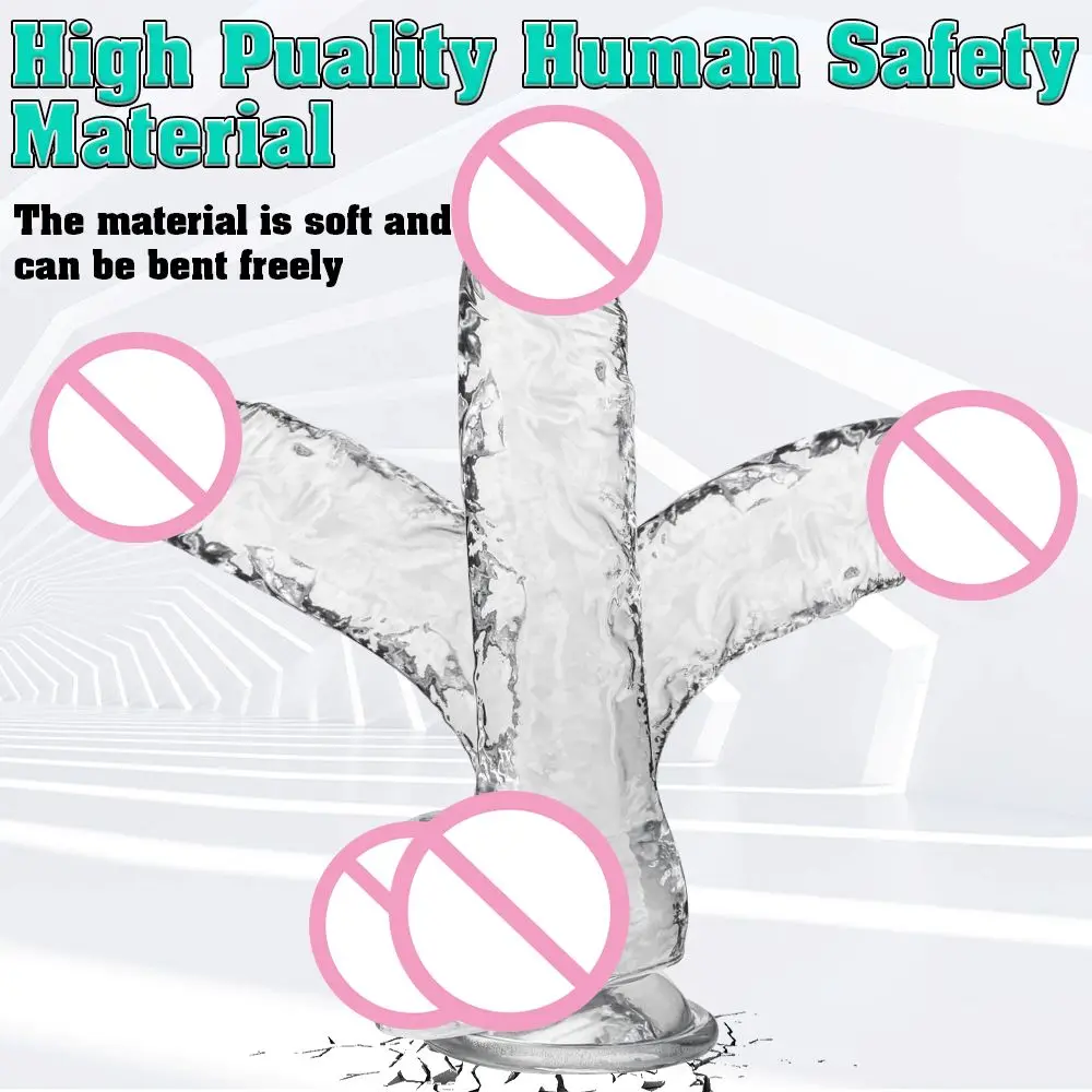 Different Sizes Transparent Soft Jelly Dildo Realistic Fake Dick Penis with Suction Cup G Spot Vagina Massage Sex Toy for Women - view 3