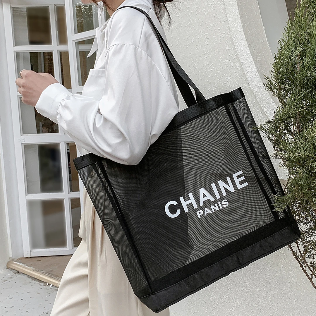 透明防水メッシュ化粧品バッグポータブル旅行ショッピングフィットネスハンドバッグ大容量収納オーガナイザー母親用