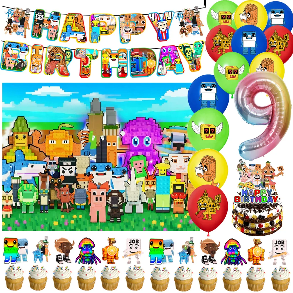 

Steal n Catch The Brainrot Theme Birthday Party Decorations Number Balloon Steal A Brainrot Backdrop Cake Topper Party Supplies