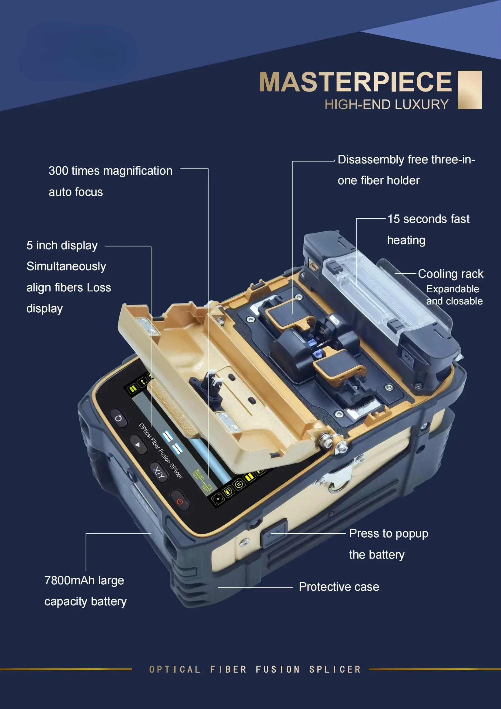 AI-8C  FTTH Fiber Welding and SplicingIntelligent Six Motors Signal Fire Automatic Optical Fiber Fusion Splicer Signal Fire