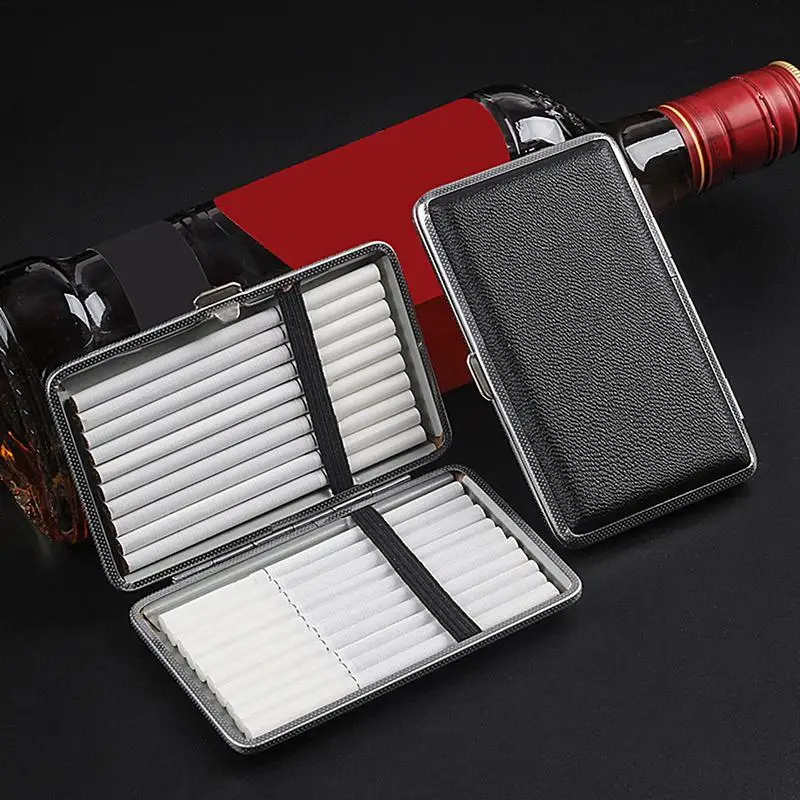 Fine Cigarette Case Leather Slim Portable Storage Box Anti-crush Moisture-resistant Cigarette Accessories