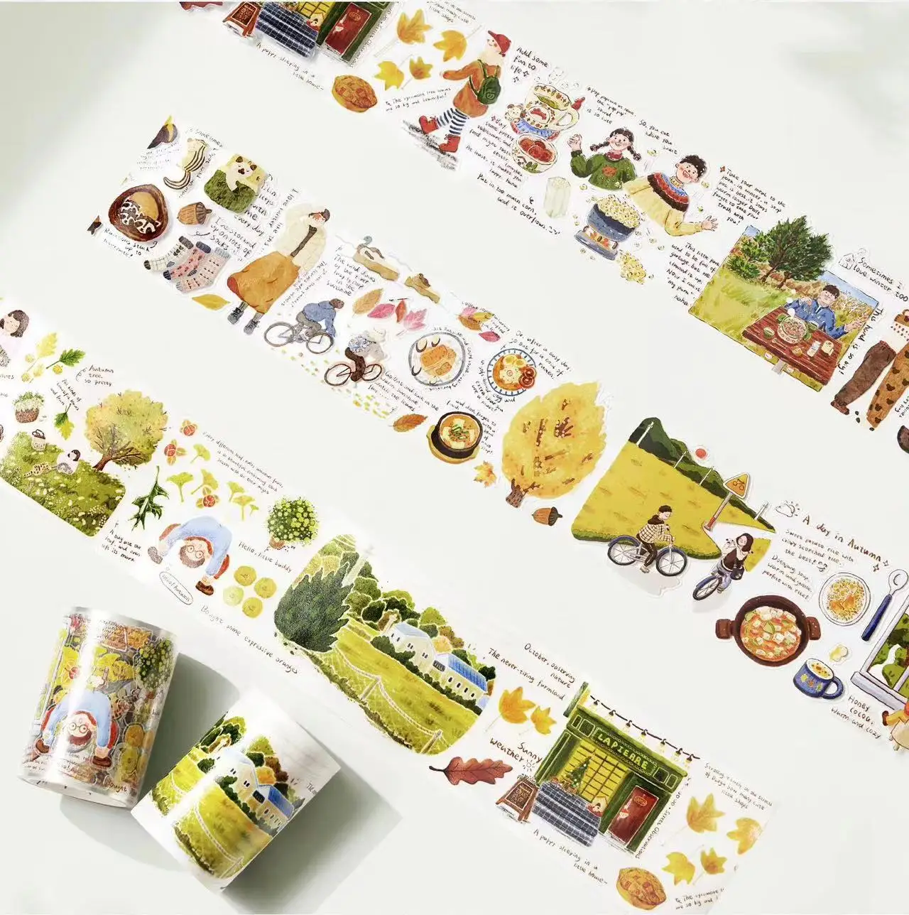 Vintage Fun Autumn Girls Boys Washi PET Tape Planner DIY Card Making Scrapbooking Plan Decorative Sticker