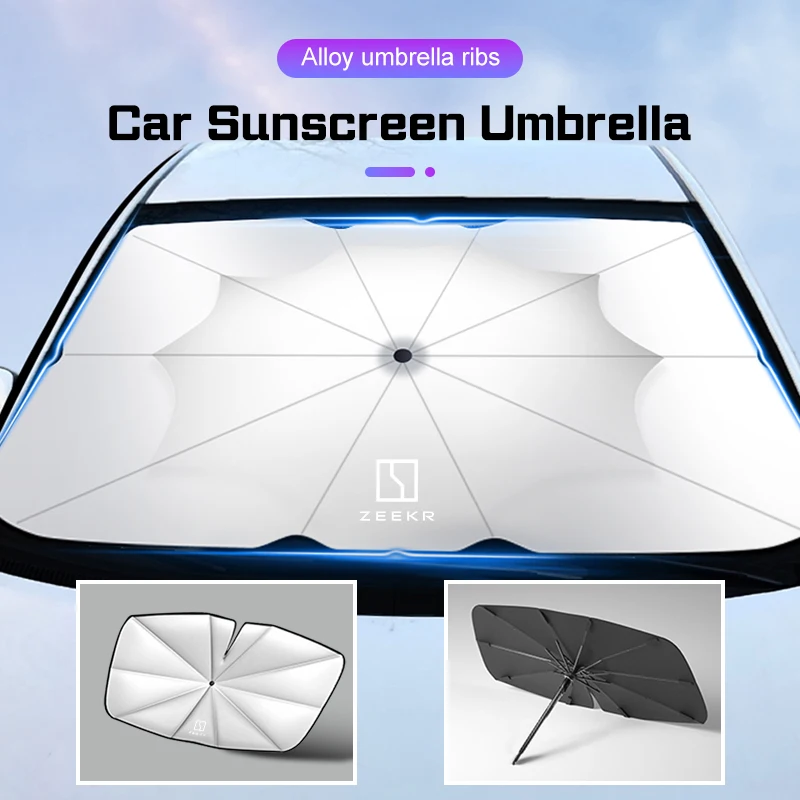 

For Zeekr 001 007 009 X 7X FR MIX M-Vision Car Umbrella Windshield Sunshade Foldable Sun Shade Front Window Cover UV Ray Block