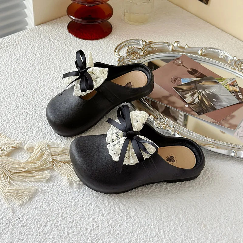 

2026 Summer Girls Closed-Toe Sandals with Bow, Soft Sole Cute Slippers for Toddler Girls, Comfortable Versatile Outdoor Indoor