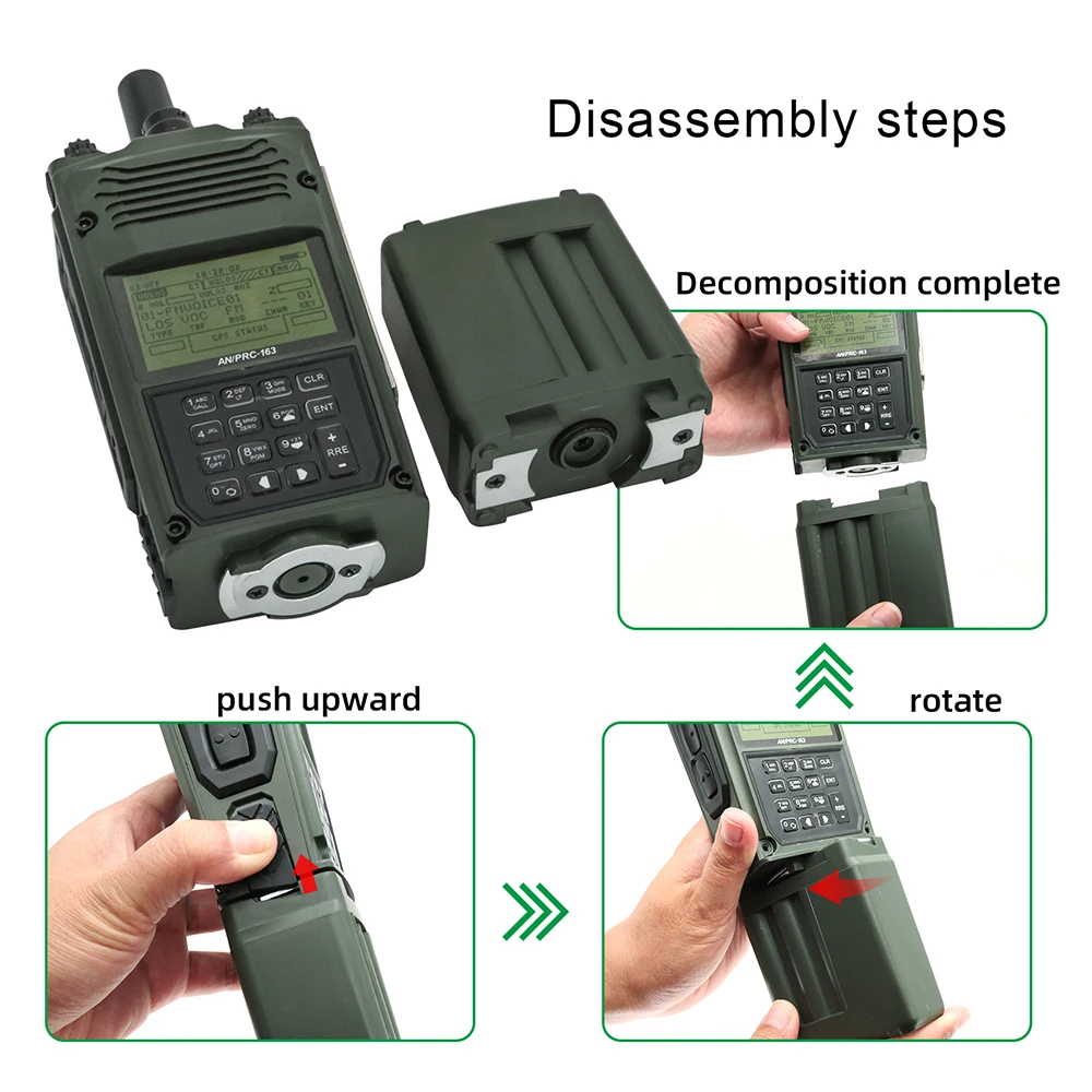 Hearangel 6 Pin V2 Ptt Tactical PRC-163 Harris Military Radio Dummy Virtual Non-Functional Walkie Talkie Model for Baofeng UV5R