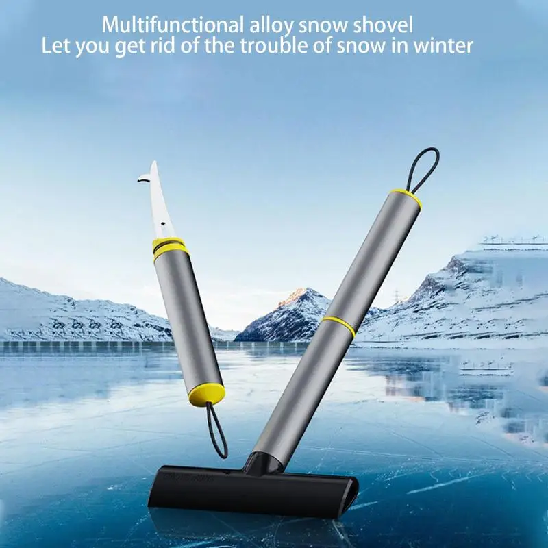 Car Ice Scraper Aluminum Alloy Windshield Snow Scraper Ergonomic Handle Winter Snow Shovels Gravel Removal Tool Car Snow Shovel