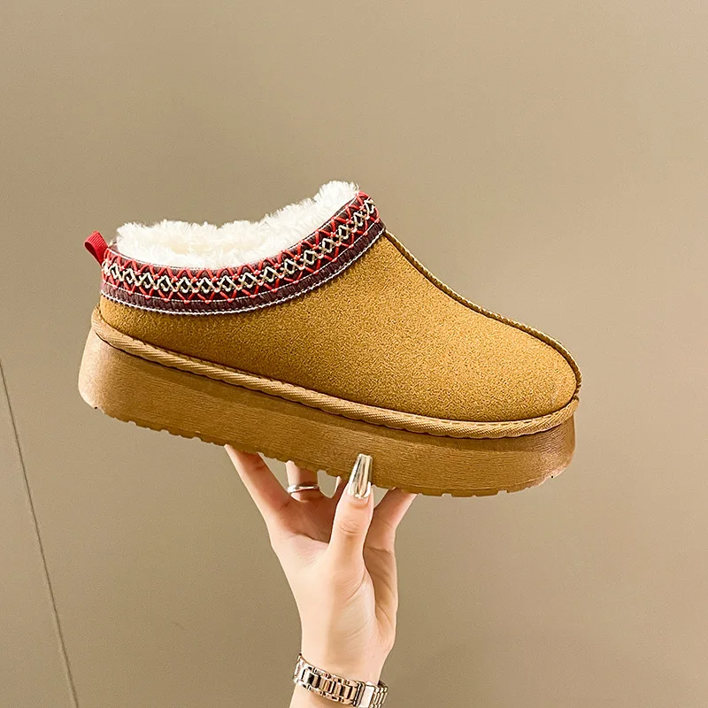 2024 Winter Thick Soled Snow Boots Women Slipper Cashmere Warm Outside Wearing Cotton Shoes Cotton Slipper Chelsea Ankle Boots