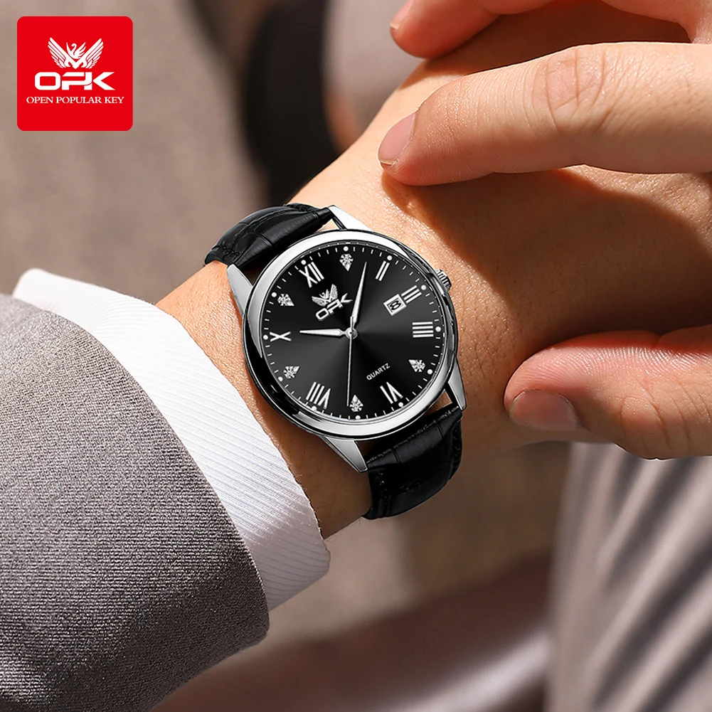 OPK ブランド メンズ腕時計ストラップ クォーツ時計 防水カレンダー 6025