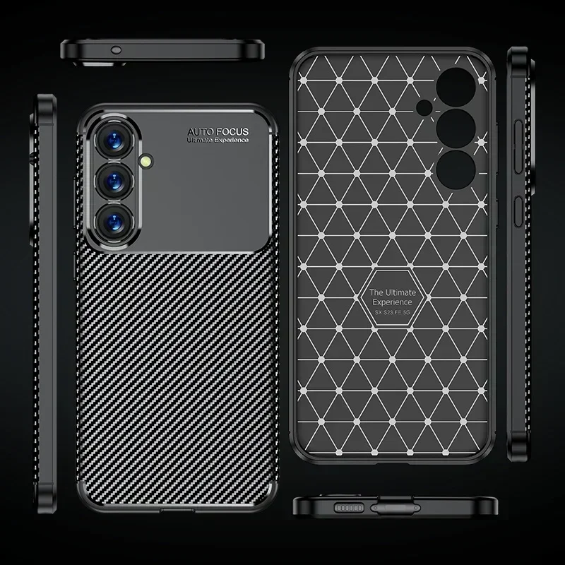 Coque souple en fibre de carbone pour Samsung Galaxy S23 FE, étui de luxe, affaires, pare-chocs