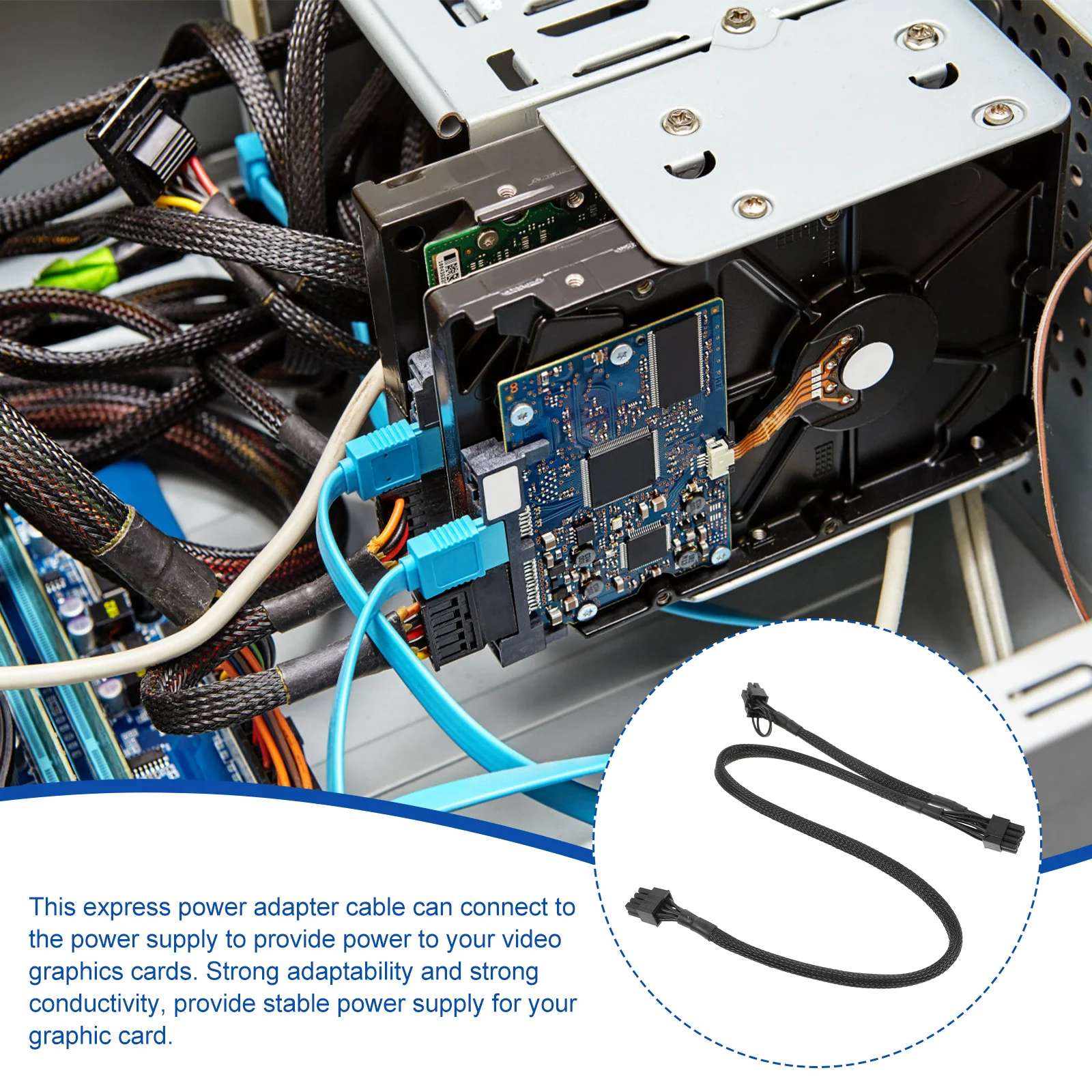 

Tinned Copper 8Pin Dual Output Power Wire for Graphics Card Video Card Adapter Cable with Enhanced Conductivity and Reliability