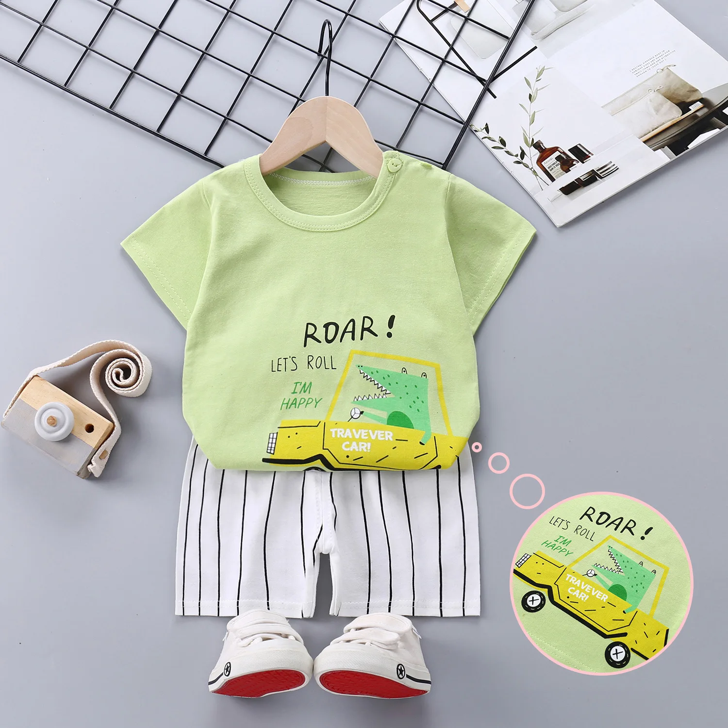 2024 Summer Baby Clothes Girls Boys T-shirt Pants Suit Children\'s Tops Tee Set Cotton 0-4Y