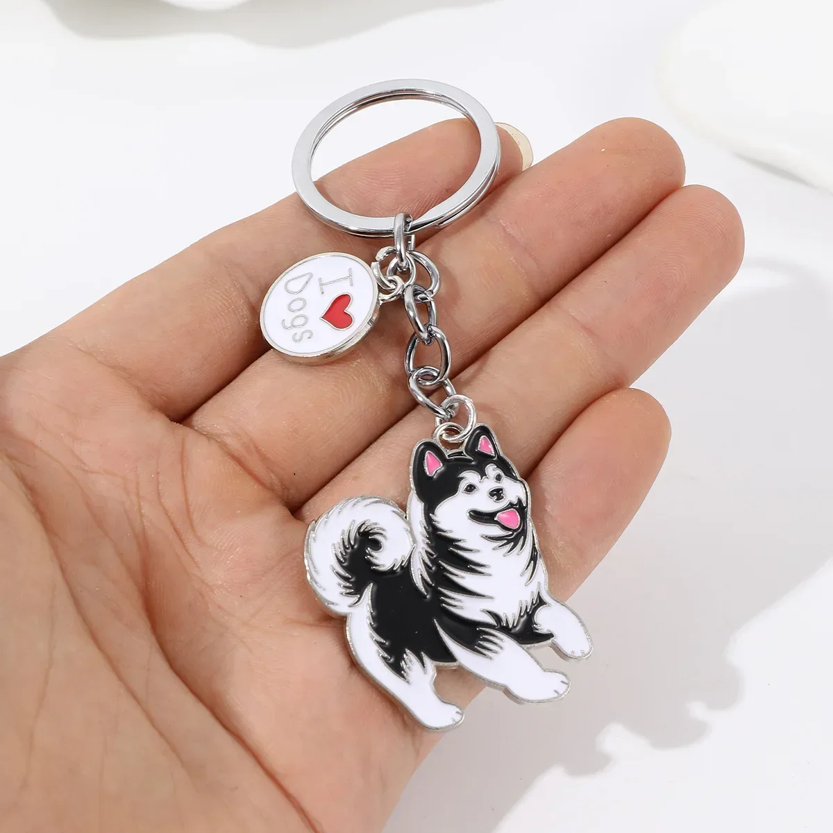 Lindo me encanta el perro Malamute de Alaska llavero de perro mochila colgante llavero creativo regalos de cumpleaños